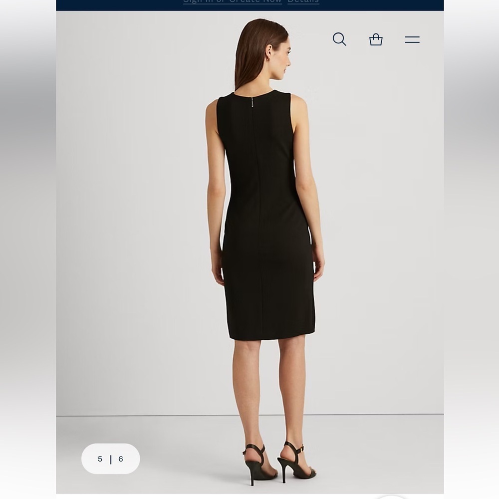New Ralph Lauren Black Ponte Sheath Dress Classic Lined Workwear size 6 big bin - Picture 3 of 12